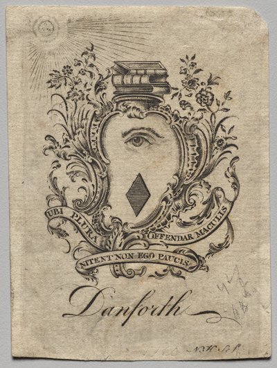 Exlibris: Wappen mit der Inschrift Danforth von Nathaniel Hurd