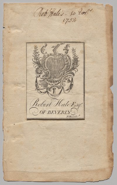 Exlibris: Wappen mit Robert Hale, Esq. von Nathaniel Hurd