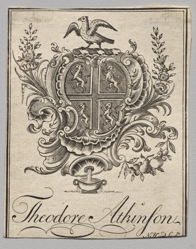 Exlibris: Wappen mit Theodore Atkinson von Nathaniel Hurd