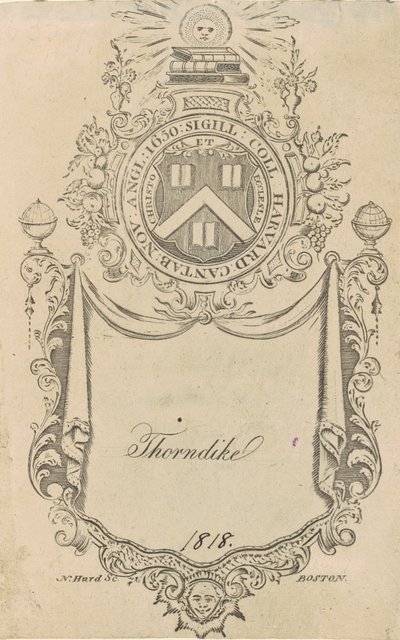 Harvard College Exlibris mit dem Christo et Ecclesiæ Siegel von Nathaniel Hurd