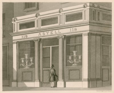 Ladenfront für Astell, Wein- und Spirituosenlager, Grafton Street, Tottenham Court Road von Nathaniel Whittock