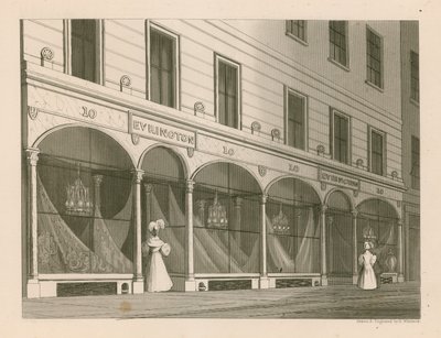 Ladenfront für Messrs Everington, India Shawl Warehouse, 10 Ludgate Street, London von Nathaniel Whittock