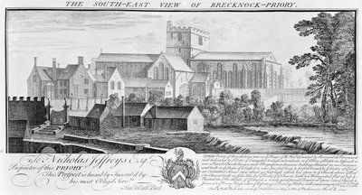 Die Südostansicht von Brecknock Priory, 1741 von Nathaniel and Samuel Buck