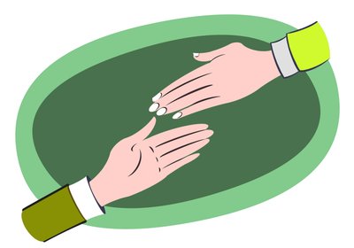 Helfende Hände - Illustration einer Geschäftsallegorie von Neale Osborne