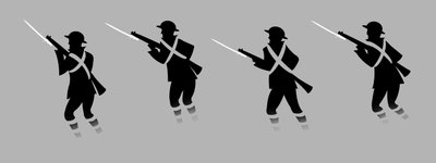 Soldaten des Ersten Weltkriegs mit Bajonetten - aus den Schützengräben auftauchend von Neale Osborne