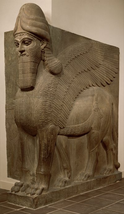 Menschköpfiger geflügelter Löwe (Lamassu), ca. 883-859 v. Chr. von Neo Assyrian