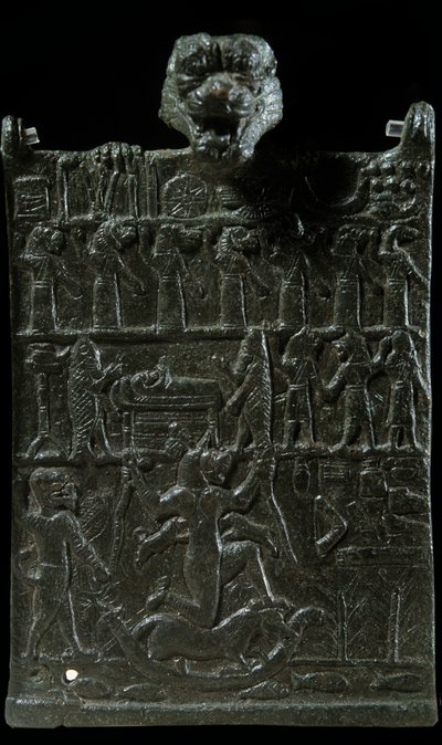 Mesopotamien: Bronze-Beschwörungsplakette gegen die dämonische Gottheit Lamashtu. Darstellung einer Exorzismusszene. Neuassyrische Periode (ca. 1000-612 v. Chr.). 750 v. Chr. Paris, Louvre Museum von Neo Assyrian Neo Assyrian