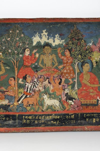 (Detail) von einem buddhistischen Manuskriptcover von Nepalese School