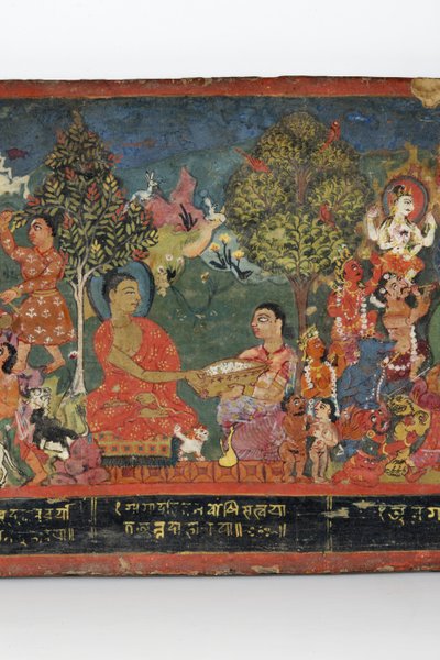 (Detail) von einem buddhistischen Manuskriptcover von Nepalese School