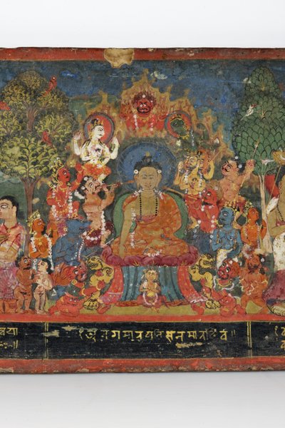 (Detail) von einem buddhistischen Manuskriptcover von Nepalese School
