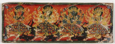 Ein Manuskriptdeckel, der Devi als die Acht Mütter darstellt von Nepalese School