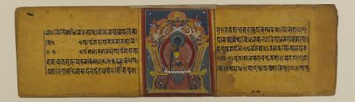 Seite aus einem buddhistischen Manuskript mit einer Illustration von Akshobhya, 16.-17. Jahrhundert von Nepalese School