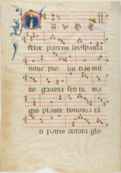 Der heilige Dominikus in einem historisierten Initial "G" aus einem Antiphonar von Neri da Rimini