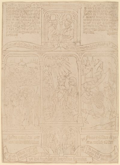 Die Taufe Christi; Pharao durchquert das Rote Meer; Josua und Kaleb von Netherlandish 15th Century