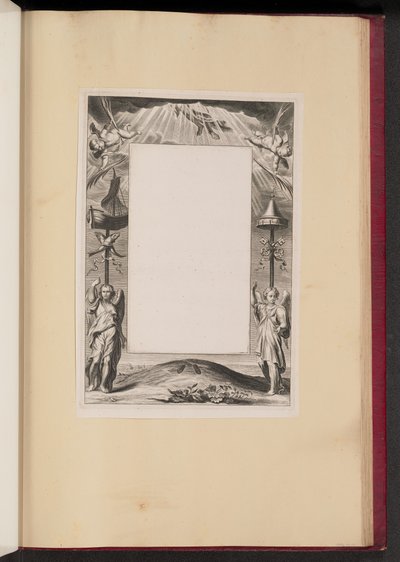 Randillustration mit der Himmelfahrt Christi, Schlüsseln und Fischen von Netherlandish 17th Century