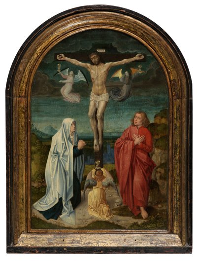 Kalvarienberg: Christus am Kreuz zwischen der Heiligen Jungfrau und dem Heiligen Johannes von Netherlandish School