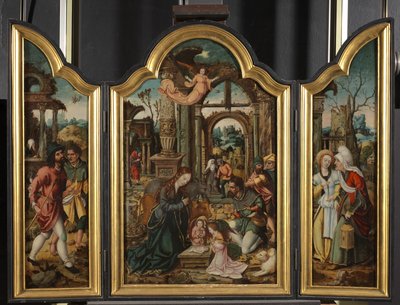 Triptychon - Anbetung der Hirten, 1535 von Netherlandish School