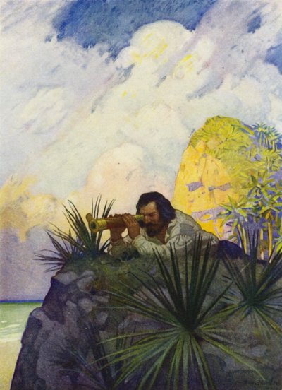 Illustration für Robinson Crusoe von Newell Convers (after) Wyeth