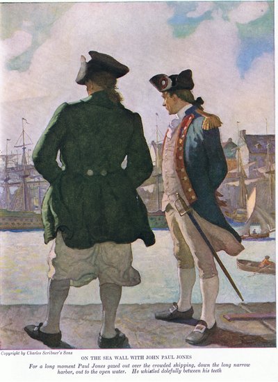 Auf der Seemauer mit John Paul Jones: Einen langen Moment lang blickte John Paul über die Schiffe im Hafen hinaus auf das offene Wasser von Newell Convers Wyeth