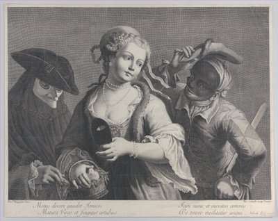 Drei Halbfiguren von einem venezianischen Karneval, 1750-1822 von Niccolò Cavalli