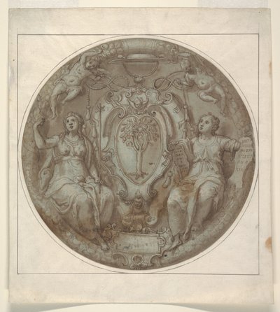 Entwurf für ein Tondo mit den Wappen von Kardinal Giulio della Rovere von Niccolò Martinelli, called il Trometta