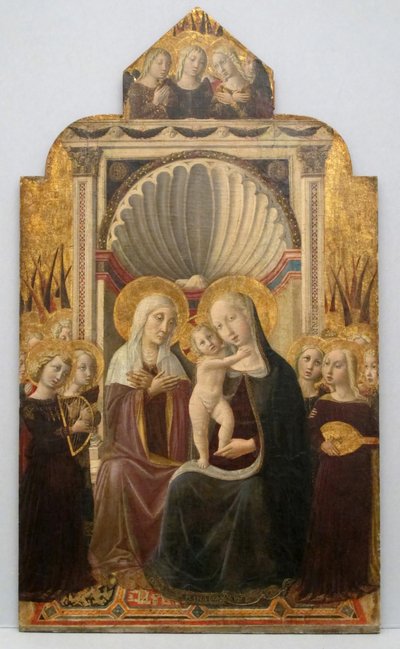 Heilige Anna und die Jungfrau mit Kind auf dem Thron mit Engeln, ca. 1458-1461 von Niccolò da Foligno