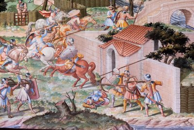Detail des Freskos in der Halle der Schlachten der Schlacht von La Higueruela 1431 (Detail) von Niccolo (and workshop) Granello