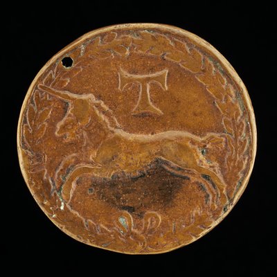 Einhorn und Tau-Kreuz [Rückseite], um 1480-1486 von Niccolo Fiorentino