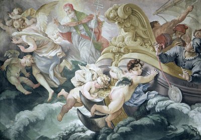 Der Sturm, der sich beim Kontakt mit der Medaille von Pius V. wundersam beruhigte von Niccolo Francesco Lapi