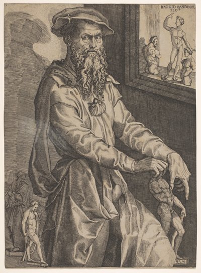 Porträt von Baccio Bandinelli, in Dreiviertellänge neben einer Fensterscheibe von Niccolo della Casa