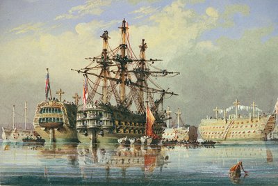Schiffe in Devonport, ca. 1850 von Nicholas Condy
