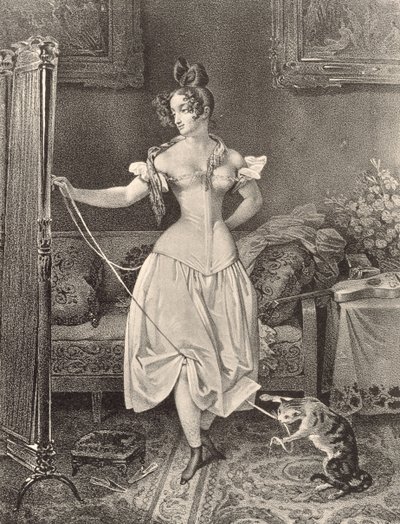 Das Schnürband, graviert von Alfred Leon Lemercier (19. Jahrhundert) (Lithographie) von Nicholas Eustache (after) Maurin