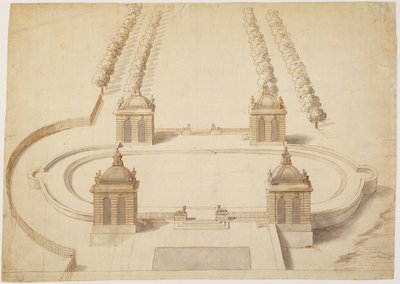 Entwurf für ein Bowling Green, Hampton Court, ca. 1689-91 von Nicholas Hawksmoor