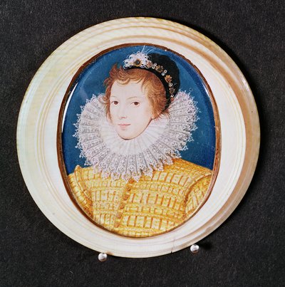 Porträt eines jungen Mannes mit schwarzer Kappe und hohem Kragen von Nicholas Hilliard