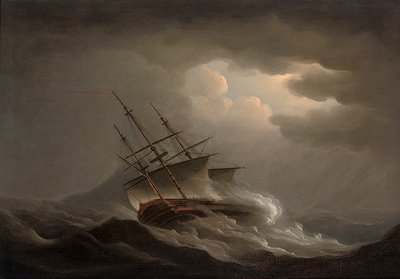 Eine Fregatte in einem Offshore-Sturm von Nicholas Pocock