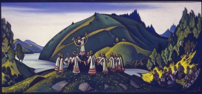 Dekor für das Ballett "Das Frühlingsopfer" von Igor Strawinsky, 1945 von Nicholas Roerich