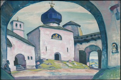 Altes Pskov, Dekor für Rimsky-Korsakovs Oper "Die Magd von Pskov", 1922 von Nicholas Roerich