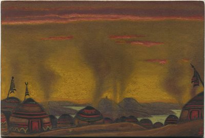 Polowetzer Lager, Dekor für "Polowetzer Tänze" aus Borodins Oper "Fürst Igor", 1943 von Nicholas Roerich