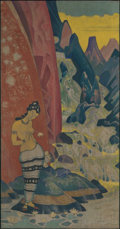 Lied des Wasserfalls, dekoratives Panel, Serie Träume der Weisheit, 1920 von Nicholas Roerich