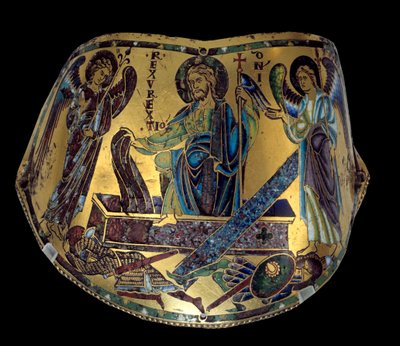 Armilla: Die Auferstehung. Zeremonienarmreif aus Meuse-Kupfer und Emaille. Werkstatt von Nicolas Verdun (ca. 1130/50-1205). Mittelalter, ca. 1170-1180. Paris, Musée du Louvre von Nicholas of Verdun