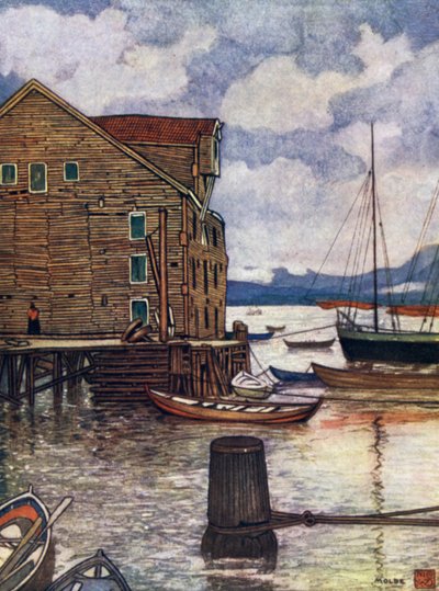 Norwegen: Altes Lagerhaus und Boote, Molde von Nico Jungman