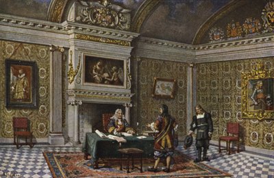Innenraum des Rijnlandisch Huis, Leiden, Niederlande von Nico Steffelaar