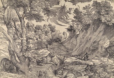 St. Hieronymus in der Wildnis, Mitte des 16. Jahrhunderts von Nicolò Boldrini.