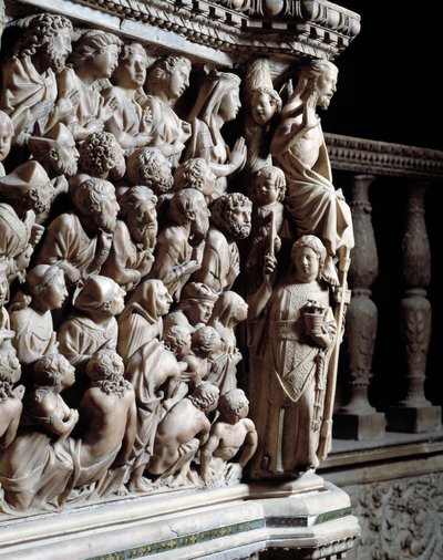 Jüngstes Gericht, die Auserwählten (Detail) von Nicola Pisano