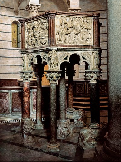 Marmorkanzel einer Kirche, im Baptisterium von Pisa 1260 (Flachrelief) von Nicola Pisano