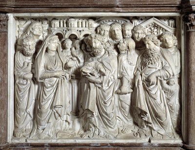 Darstellung Jesu im Tempel Stuhl von Nicola Pisano (1215/20-1278/84) (Marmorkanzel) 1260 Baptisterium San Giovanni di Pisa, Italien von Nicola Pisano