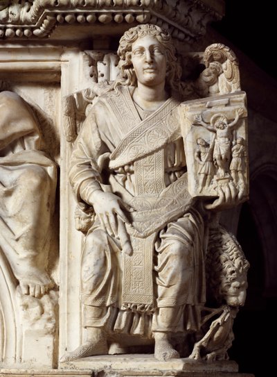 St. Johannes der Täufer, Eckstatue der Kanzel von Nicola Pisano