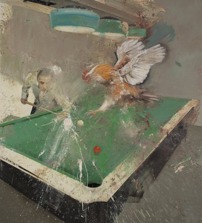 Billard mit einem Hahn, 2021 von Nicola Pucci