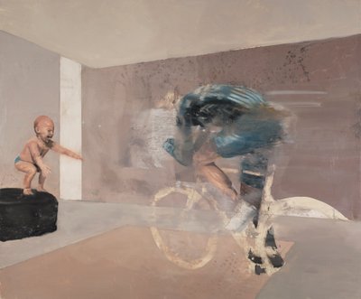Kind mit Radfahrer, 2019 von Nicola Pucci