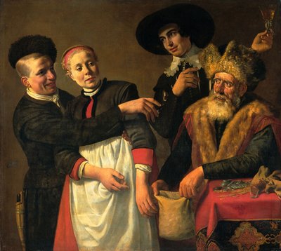 Mooy-Aal und ihre Freier von Nicolaes Cornelisz (c.1592-1655) Moeyaert